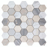 Mosaics Marble Carrara Hexagon 2x2 - Blue