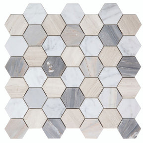 Mosaics Marble Carrara Hexagon 2x2 - Blue
