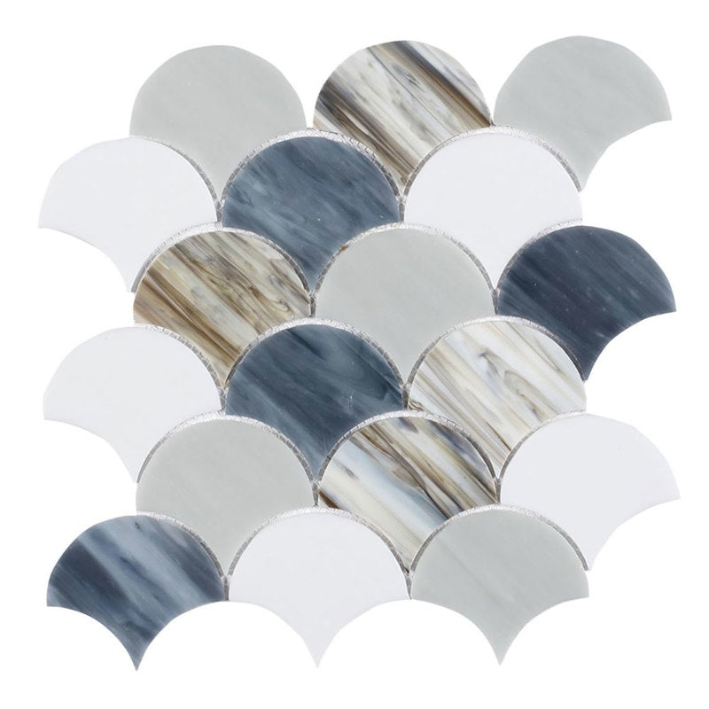 Mosaic Glass Tile Fish Scale Shape - Riff