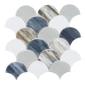 Mosaic Glass Tile Fish Scale Shape - Riff