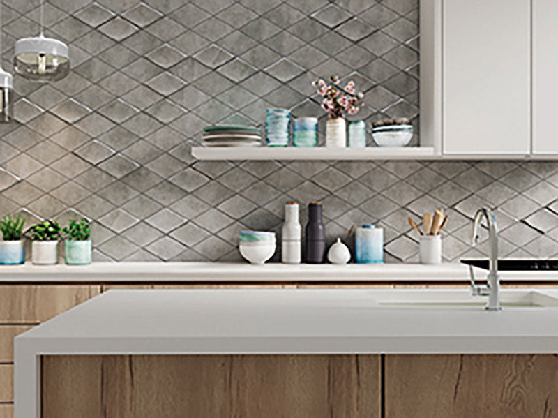 Ceramic Tile Symmetry Series Scooped Rhombus - Concrete