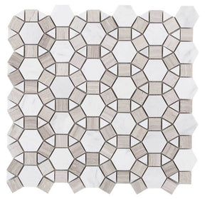 Mosaic Volakas Marble Circular Shape - Almond White