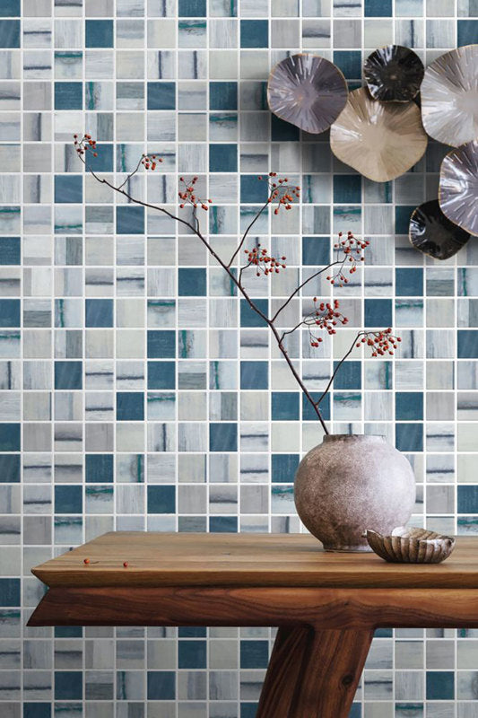 Mosaic Glass Tile The Reef Series 2 x 2 - Grey Blue