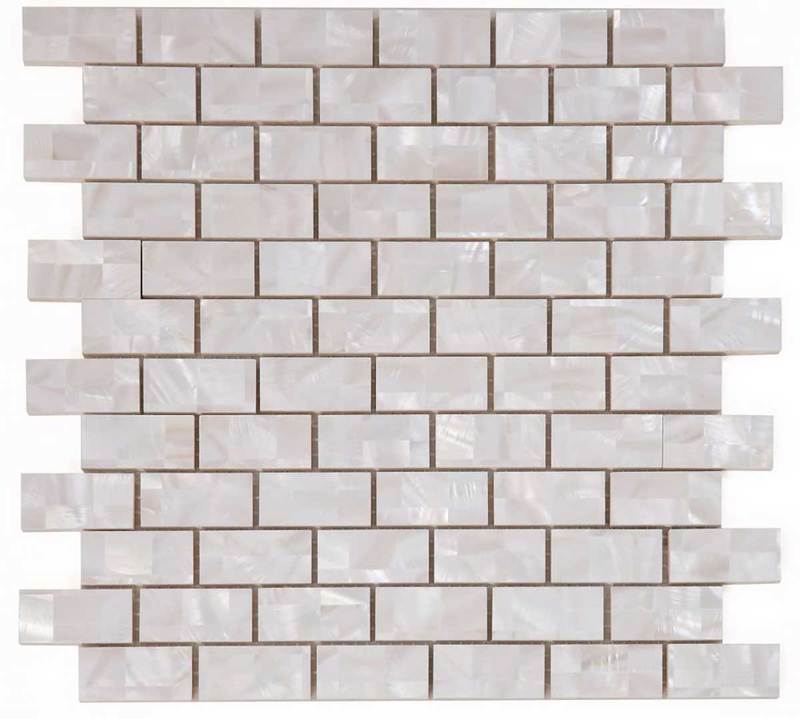 Tahitian Pearl - White Pearl Mosaic in Large Brick Pattern
