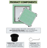 SereneDrains Square Shower Drain Invisible Hidden 6 inch