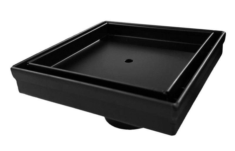 SereneDrains Square Shower Drain Tile Insert Matte Black 5 Inch