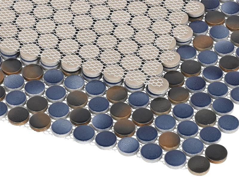 Mosaic Handmade Porcelain Penny Round - Shadow