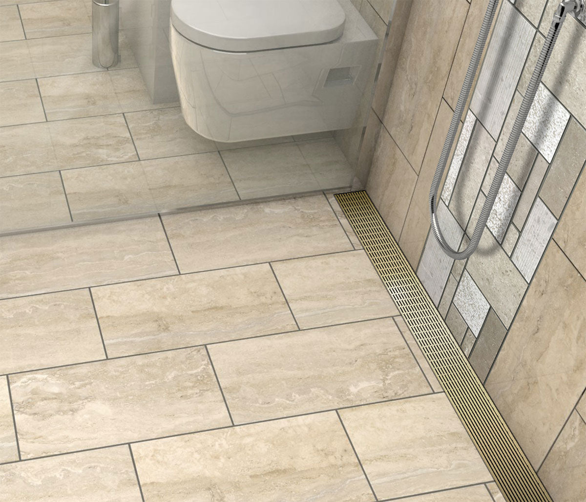 Quartz Linear Shower Drain Linear Wedge - Satin Brass