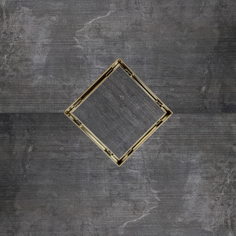 SereneDrains Square Shower Drain Tile Insert Satin Gold 5 Inch