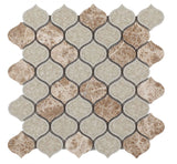Mosaic Crackle Glass and Marble Tile Arabesque Shape - Emperador