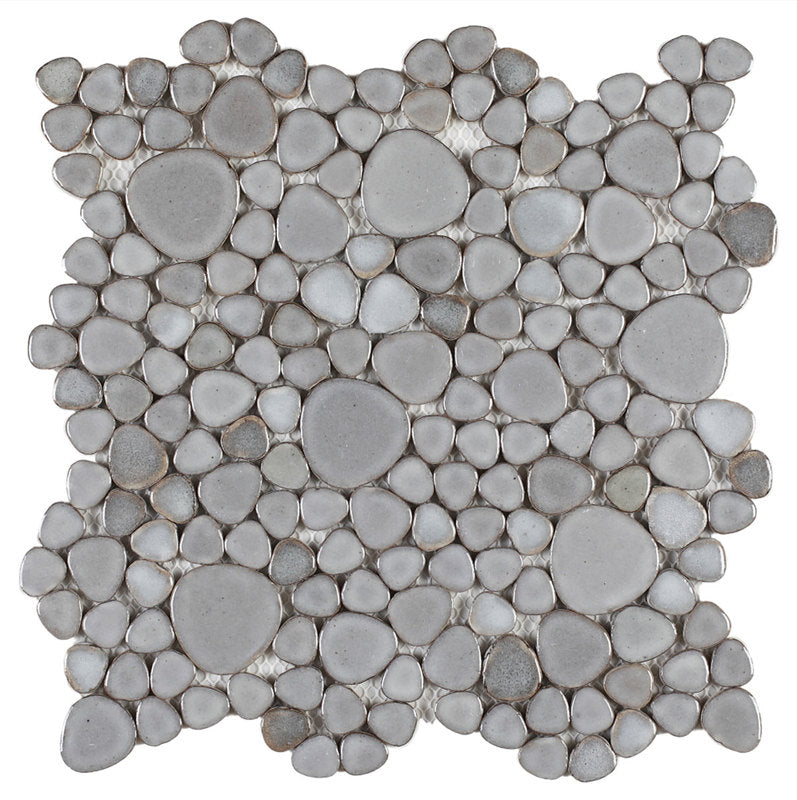 Mosaic Porcelain Tile Mancala Pebble Series - Grey