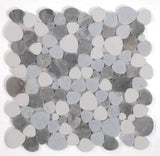 Marble Pebbles Mosaics Heart Shape - Blue Ocean