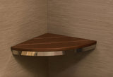 Invisia Bamboo Corner Shower Seat Brushed Stainless