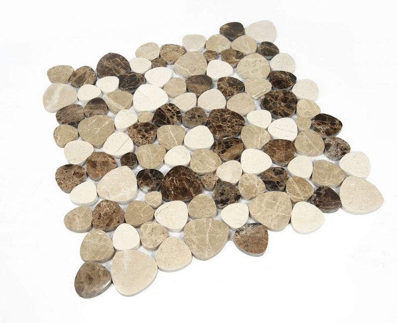 Marble Pebbles Mosaics Heart Shape - Amber