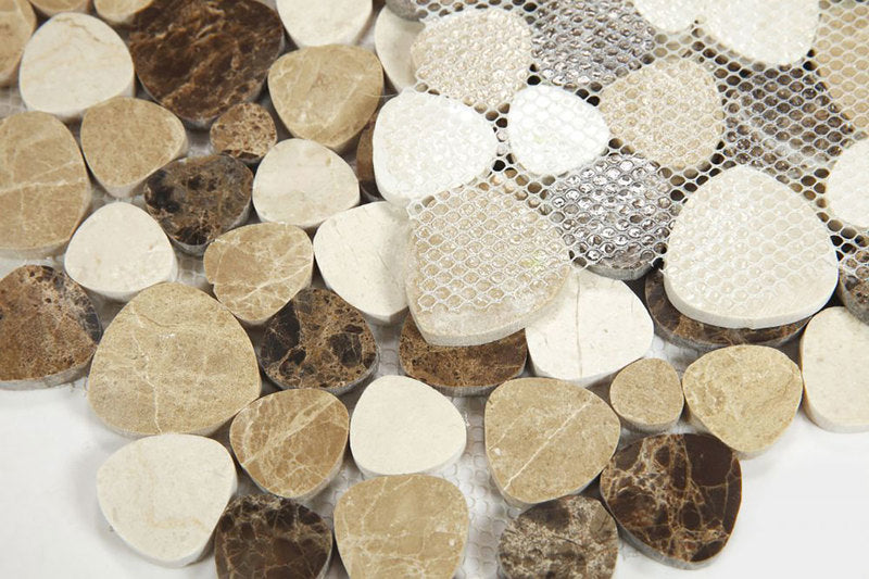 Marble Pebbles Mosaics Heart Shape - Amber