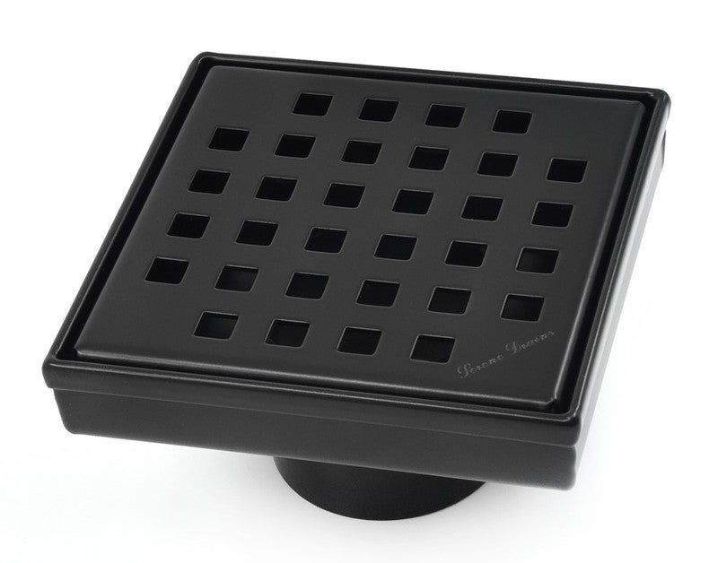 SereneDrains Square Shower Drain Traditional Square 4 Black