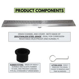 SereneDrains Linear Shower Drain Ocean Wave - Brushed 35
