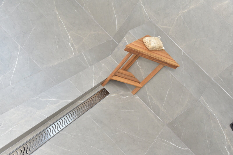 SereneDrains Linear Shower Drain Ocean Wave - Brushed 35