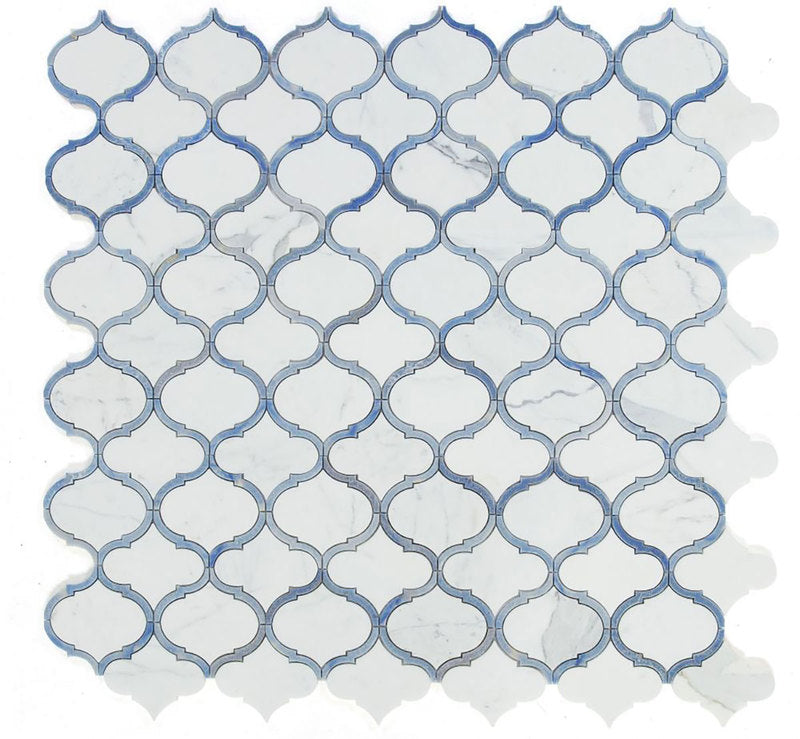 Arabesque Shape Italian Calacatta Marble - Sapphire
