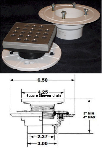 Strainer for Square Shower Drain - PVC