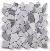 Mosaics Pebble Marble Thassos and Caribe Quartzite - White Grey