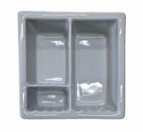 Recessed Shampoo Soap Porcelain 3 sections Sterling Silver