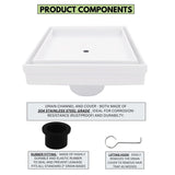 SereneDrains Square Shower Drain Tile Insert Matte White 5 Inch