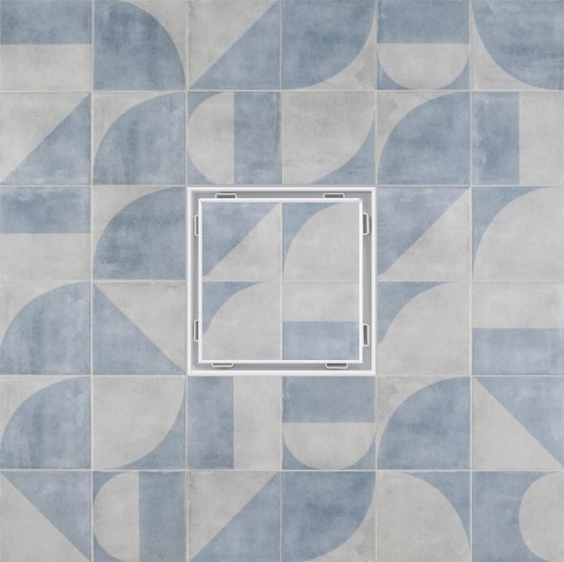 SereneDrains Square Shower Drain Tile Insert Matte White 5 Inch