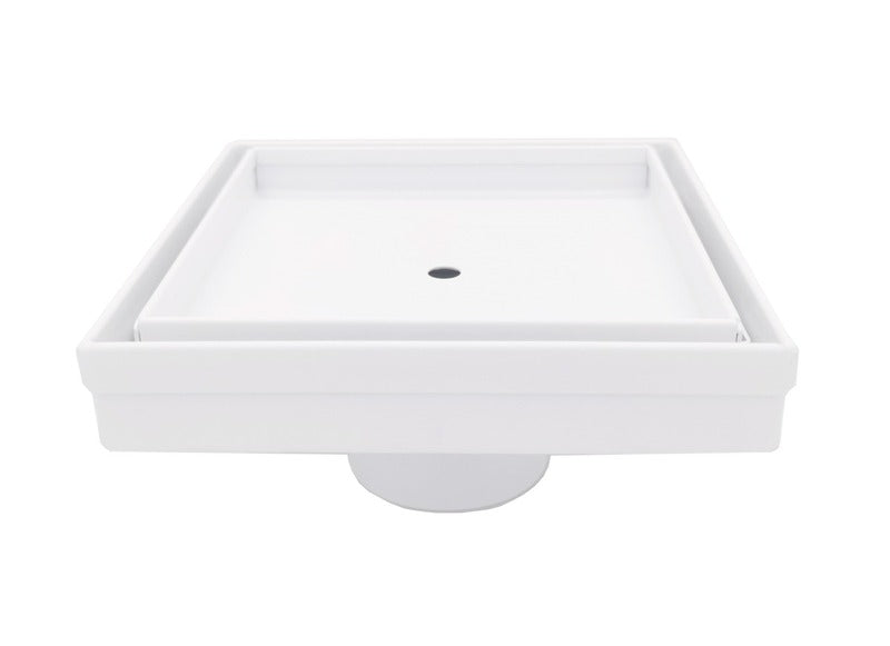 SereneDrains Square Shower Drain Tile Insert Matte White 5 Inch