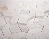 Mosaics Volakas and Thassos Marble Hexagon Pattern - White