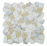Marble and Glass Pebbles Mosaics Broken Shape - Calacatta Gold