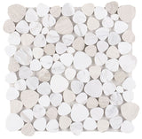 Marble Pebbles Mosaics Heart Shape - White Neutral