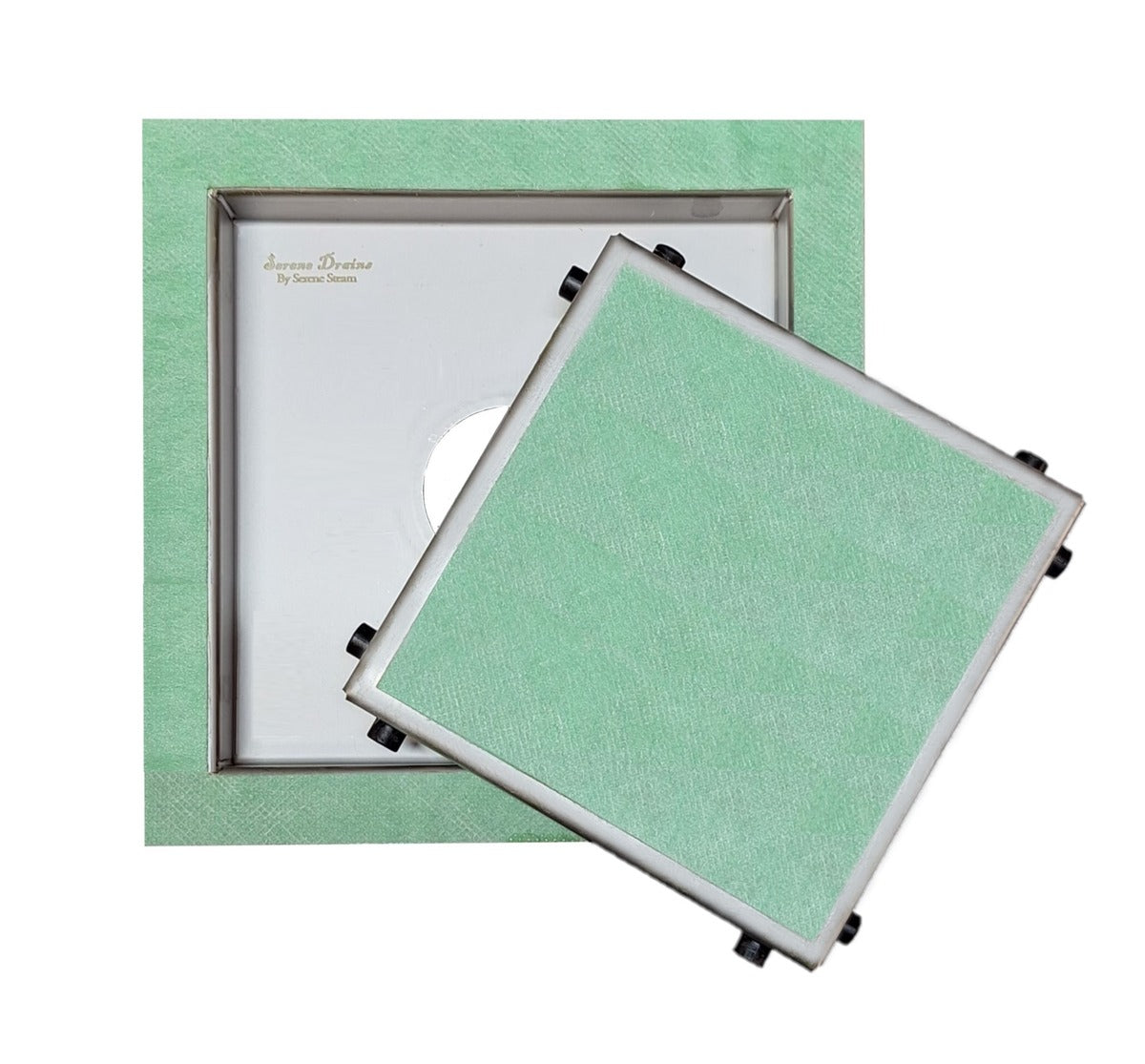 SereneDrains Square Shower Drain Invisible Hidden 6 inch