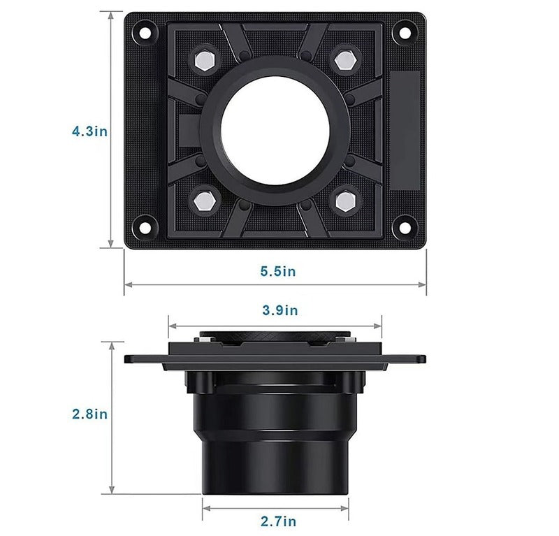 SereneDrains Square PVC 2 Inch Shower Drain Base for Linear Square Shower Drains