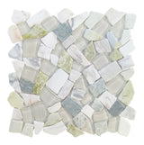 Marble and Glass Pebbles Mosaics Broken Shape - Green