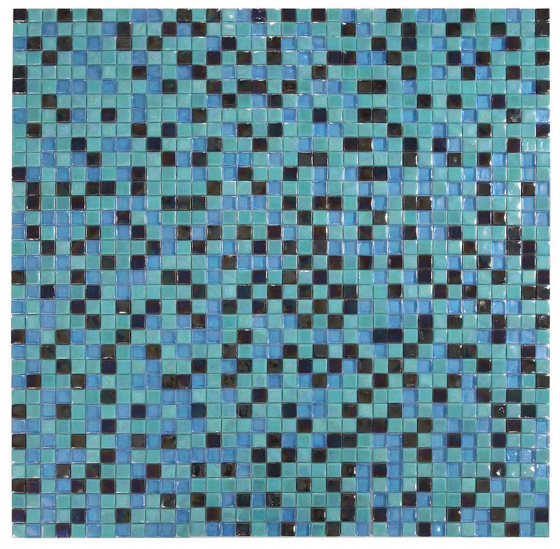 Mosaic Glass Tile Squares - Iridescent Black