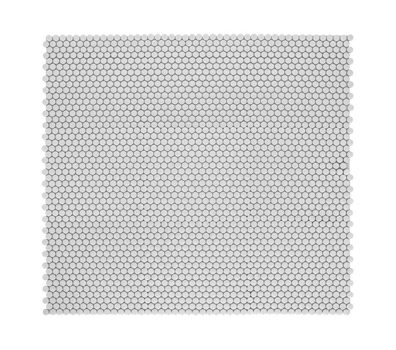 Mosaic Handmade Porcelain Penny Round - Light Grey Matte