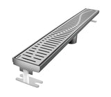 Quartz Linear Shower Drain Brushed Stainless - Wave 40