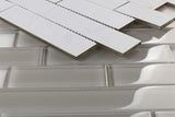 Mosaic Linear Glass Tiles Grey Shining 2 x 6