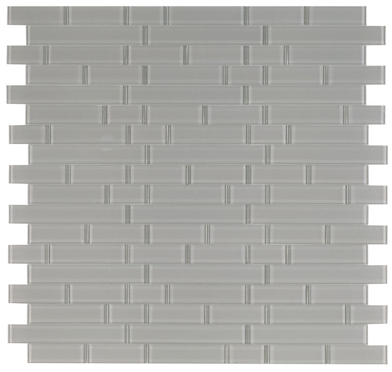 Mosaic Linear Glass Tiles Grey Shining 2 x 6