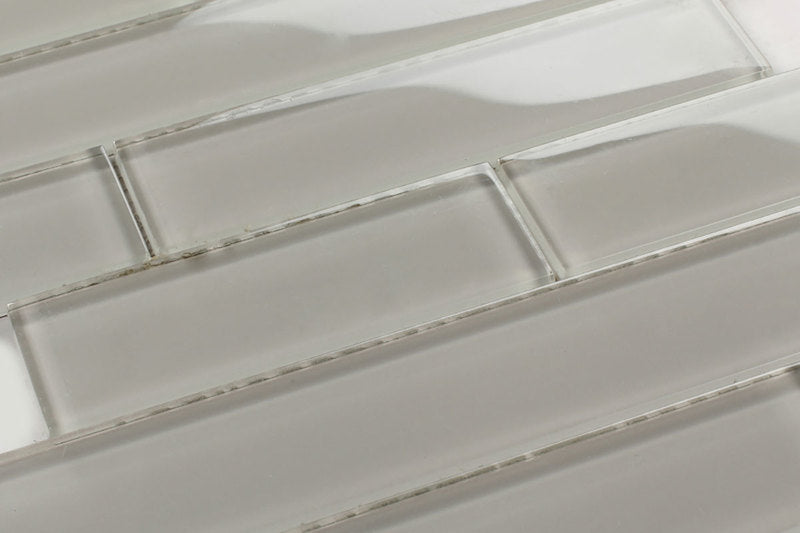 Mosaic Linear Glass Tiles Grey Shining 2 x 6
