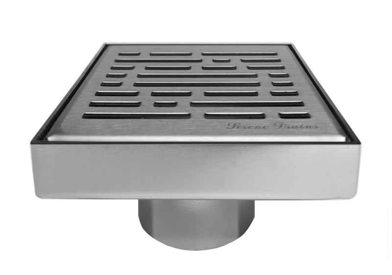 SereneDrains Square Shower Drain Broken Lane 4 Brushed