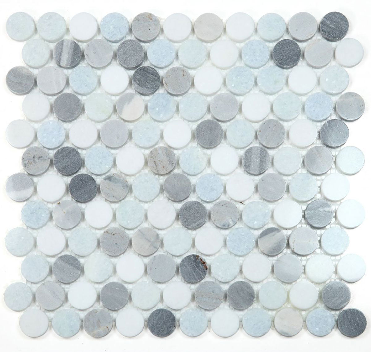 Mosaics Marble Penny Series - Blue Grey White
