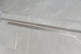 SereneDrains Linear Shower Drain Offset Outlet Ocean Wave - Brushed 59