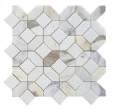 Mosaics Thassos and Calacatta Marble Hexagon Pattern - White