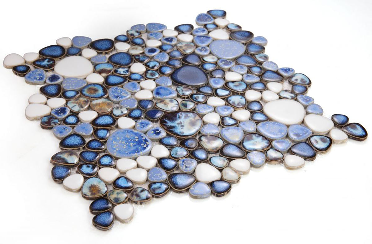 Mosaic Porcelain Tile Mancala Pebble Series - Royal Blue