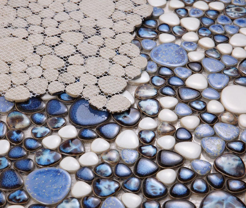 Mosaic Porcelain Tile Mancala Pebble Series - Royal Blue