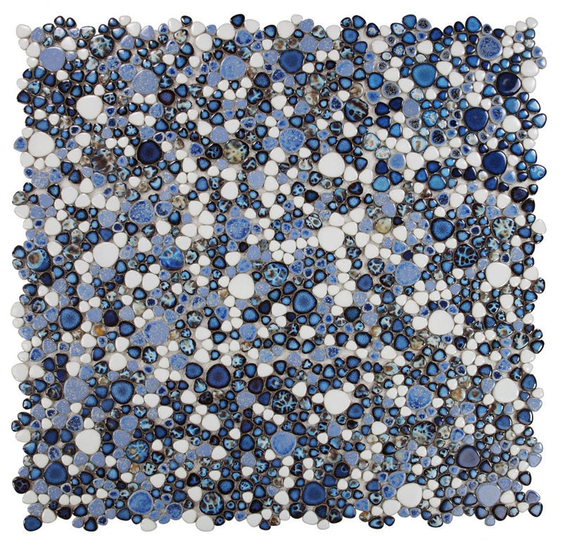 Mosaic Porcelain Tile Mancala Pebble Series - Royal Blue