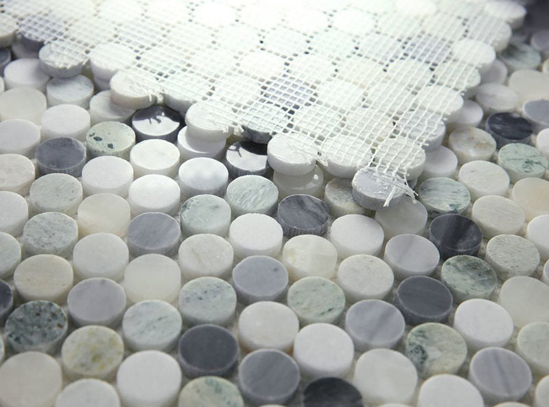 Mosaics Marble Penny Series - Green White Grey Black