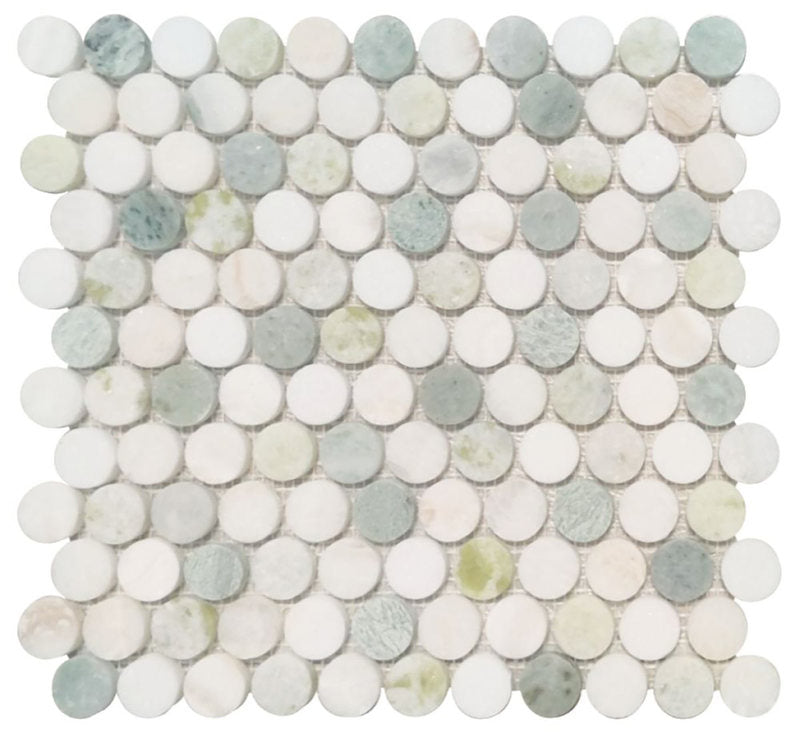 Mosaics Marble Penny Series - Onyx Green White Yellow